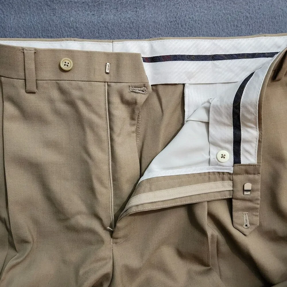 Lauren Ralph Lauren Men 40(41)X34 Tan Total Comfort Pleated Dress Pants